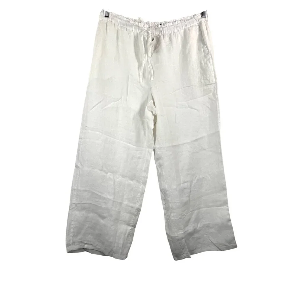 J.Crew Soleil pant in linen wide leg 90s boho white sz XL - Picture 2 of 9